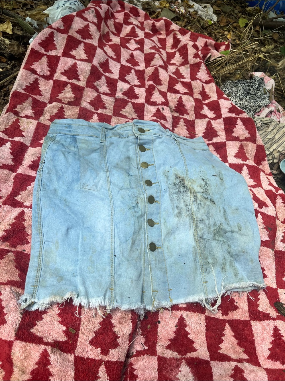 Light Blue Button-Front Denim Mini Skirt